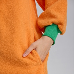 Cao Cấp <span class=keywords><strong>Polyester</strong></span> Lông Cừu Đồ Ngủ Cho Phụ Nữ Vui Bí Ngô Thiết Kế Trùm đầu Động Vật Jumpsuit Với Zip-up Túi Cho Halloween Gia Đình - Product Image 4