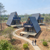 Casa Prefabricada de Acero de Bajo Costo, Estructura en A, Casa Triangular, Kit de Habitación de Hotel con Balcón para Proyectos y Uso Comercial