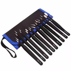 10Pcs/set Anti-static ESD Stainless Steel Tweezers Maintenance Tools Industrial Precision Curved <b>Straight</b> Tweezers Repair Tools - Product Image 4