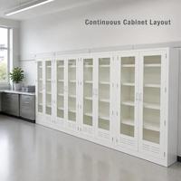 Armoire de rangement de laboratoire moderne pour hôpital, prix direct usine, taille et couleur personnalisables, mobilier de laboratoire en acier avec portes vitrées