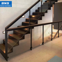 Rampe d'escalier moderne BNS en verre trempé sans cadre en acier inoxydable pour terrasse extérieure, balcon, piscine, escalier aquatique