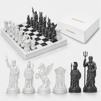 Jeu d'échecs personnalisé en polyrésine imitation marbre, mythologie grecque, cadeau d'entreprise de luxe, pièces d'échecs en résine, ornement de décoration intérieure