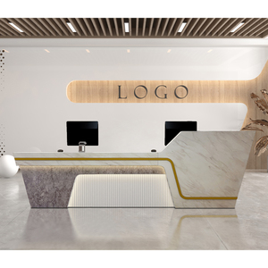 2305 hiện đại cực lớn sang trọng bằng gỗ bàn tiếp tân LED chiếu sáng phòng khám tiếp tân truy cập để bán đồ nội thất văn phòng MDF - Product Image 5