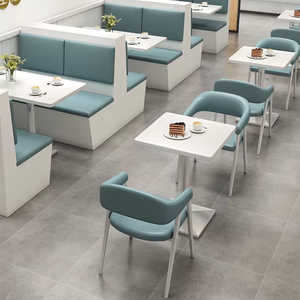 Personnalisé Simple Western Café <span class=keywords><strong>Table</strong></span> Chaise Ensemble Design Moderne Bois Mur Siège Canapé <span class=keywords><strong>Tabouret</strong></span> pour Lait Thé Burger Dessert <span class=keywords><strong>Snack</strong></span> Shop - Product Image 5