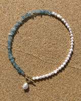 Collier ras de cou minimaliste en perles d'eau douce roses et cristaux, fait main, qualité supérieure, vente en gros