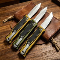 Couteau pliant à gravité en acier D2 - Manche en alliage d'aluminium, outil de survie professionnel, couteau de chasse tranchant, outil de poche EDC