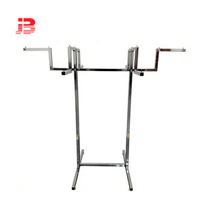 Espositore Metallico Quadrato per <span class=keywords><strong>Negozio</strong></span> di <span class=keywords><strong>Abbigliamento</strong></span> con 6 Bracci Dritti, Appendiabiti Cromato per Boutique - Product Image 1