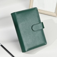 Classeur à anneaux en cuir Pu A6 à six trous avec porte-cartes, classeur à économie de budget pour usage personnel