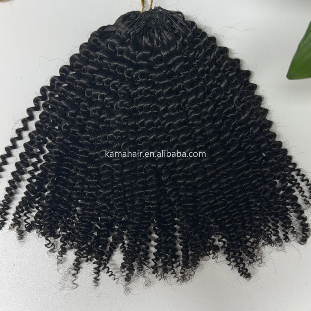 KAMA Kinky Curly Crochet Human Hair Extensions Kinky Curly Crochet Feather Tip Hair Extensions for Twists and Braids Detail Section 3