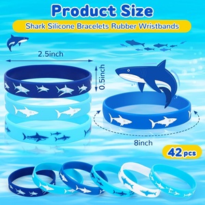 Pulseras de Silicona con Diseño de Tiburón Personalizadas al por Mayor, Pulseras Promocionales con Temática Marina para Fiestas de Cumpleaños Infantiles, Regalos para Baby Shower - Product Image 2