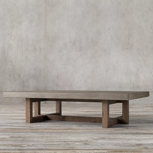 Mesa de Centro de Alta Calidad para Sala de Estar, Estilo Antiguo, Cuadrada, de Concreto y Madera en Capas, Rústica, OEM ODM, Redonda - Product Image 1