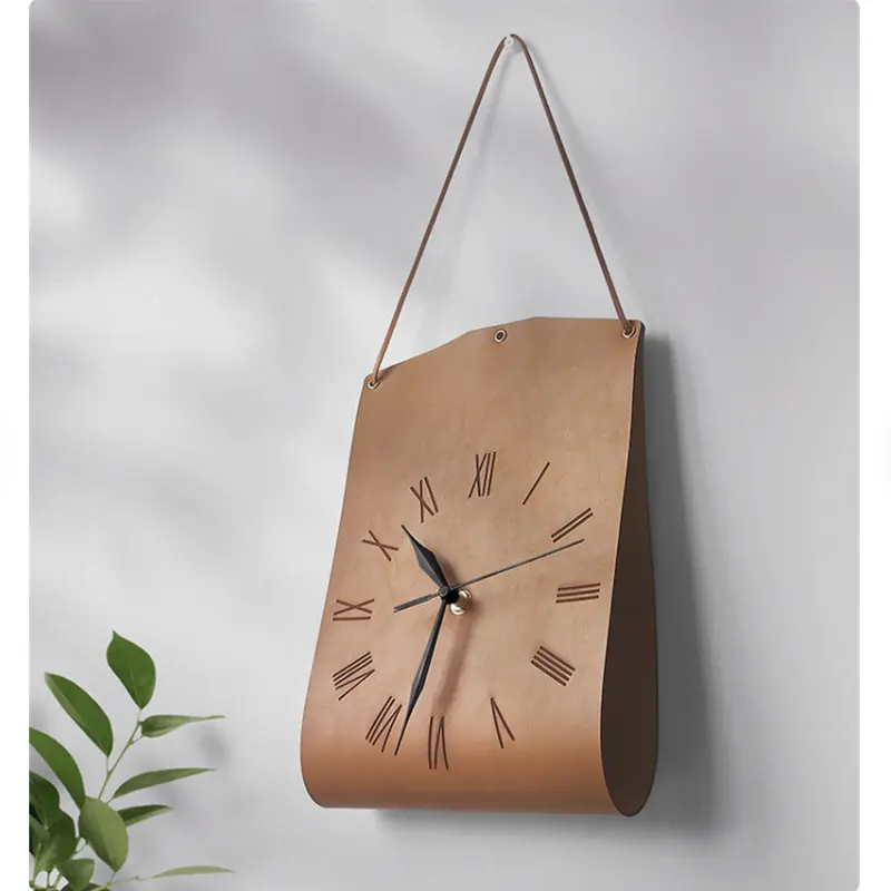 가방 모양의 크리 에이 티브 현대 벽시계 벽걸이 PU 가죽 사일런트 장식 시계