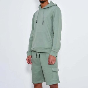Ensemble de survêtement pour homme en coton respirant à 100 %, style streetwear, avec sweat à capuche et short, idéal pour l'automne - Product Image 4