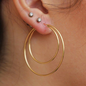 Pendientes de aro de acero inoxidable con diseño geométrico de círculo grande, joyería de moda para mujer - Product Image 1