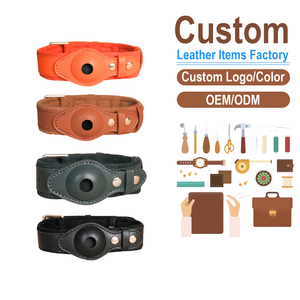 Leather AirTag <b>Dog</b> <b>Collar</b>, Anti-Lost Tracker Holder, OEM/ODM Custom Factory, Pet Protective Neck Strap - Product Image 1