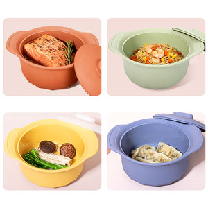 Household bisphenol-free environmentally friendly silicone microwave steamer lazy food steamer silicone instant noodle pot - Product Image 3