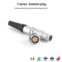 Connecteur d'aviation WAKEN compatible série T, étanche IP67, en laiton plaqué or, à insertion droite, avec contact PPS, pour montage sur panneau