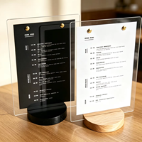 Support de menu de table en acrylique transparent personnalisé avec base pour restaurant, café, bar, décoration de numéro de table de mariage