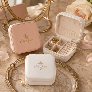 Luxury Square PU Jewelry <b>Box</b> with Zipper Closure for Ring Necklace <b>Earring</b> Storage and Travel <b>Gift</b> Packaging - Product Image 1