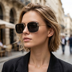 Nouvelles Lunettes de Soleil Designer Gothiques UV400 2026, Monture Métallique Carrée Double Pont, Style Steampunk, Haute Qualité, Marque Personnalisée, Tendance - Product Image 1