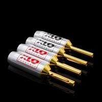QINCROWN, Cable chapado en oro blanco de 24K con altavoz de bloqueo, conector Banana, conector macho de amplificador de potencia de Audio