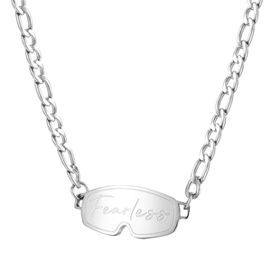 All'ingrosso personalizzato in acciaio inox occhiali da sci collana con ciondolo inciso senza paura con la scatola catena per il regalo di fidanzamento - Product Image 1