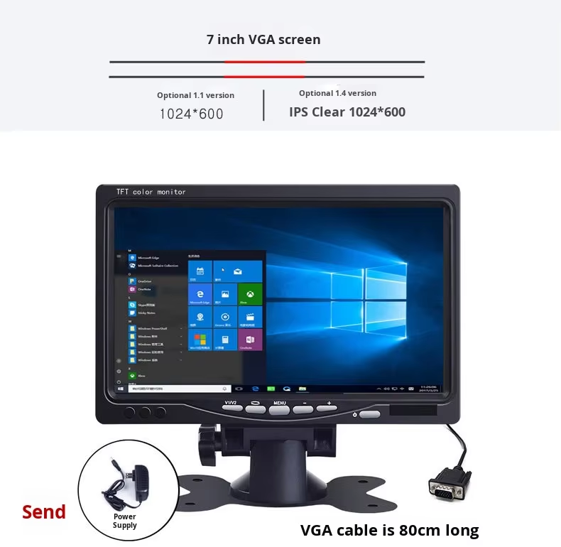 7 Inch Industrial Monitor Wall Mounted IPS Display Screen VGA AV TFT Plastic Small LCD Display Mini Monitor