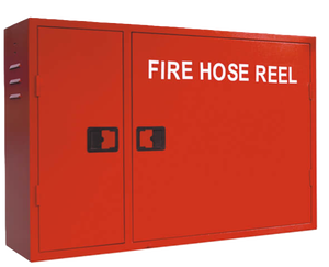 Armoire murale pour enrouleur de tuyau d'incendie en acier rouge avec logo sérigraphié pour usage résidentiel et professionnel - Product Image 3