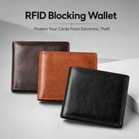 Dompet Pria Mewah RFID Kulit Asli Dompet Lipat Dua Kapasitas Besar Kantong Koin Tempat Kartu Kredit