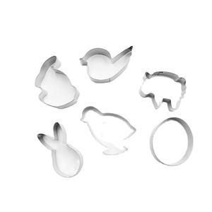 Ensemble de 6 <span class=keywords><strong>emporte</strong></span>-pièces en acier inoxydable écologiques en forme de dessin animé pour la pâtisserie, série Pâques, durables - Product Image 1