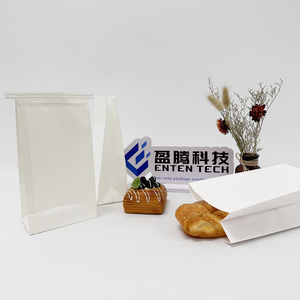 Custom Brown Kraft Paper Bag <b>Tin</b> Tie Bread Snacks <b>Chocolate</b> Cookie Biscuit Nuts Packaging Square Bottom Bag with Clear Window - Product Image 4