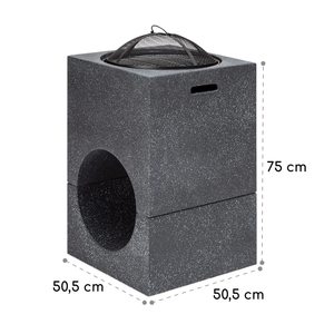Brasero <span class=keywords><strong>de</strong></span> Hierro Resistente con Aspecto <span class=keywords><strong>de</strong></span> Hormigón Cuadrado, con Parrilla <span class=keywords><strong>para</strong></span> Asar y Pantalla Antichispas, <span class=keywords><strong>para</strong></span> Cocinar al Aire Libre en Patio o <span class=keywords><strong>Jardín</strong></span> - Product Image 3