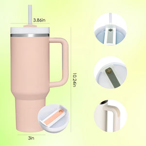 Pink 30oz 40 oz logam baja anti karat botol air tumbler dengan pegangan dan sedotan - Product Image 5