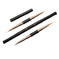2024 luxe noir métal Double Nail Art pinceaux Liner Set ovale Nylon Point fleur stylo outils de maquillage avec Style de luxe