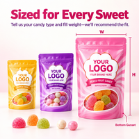 Sachet Doypack en Mylar refermable avec fermeture Ziplock, personnalisable avec logo, en plastique, à faible MOQ pour l'emballage de bonbons et de snacks sous marque privée