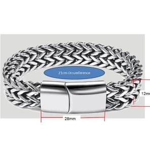 Bracelet en acier inoxydable à double rangée de fermoirs magnétiques positifs et négatifs, tendance et très vendu pour hommes - Product Image 2