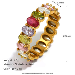 Moda europea y americana Ins, diseño de lujo ligero de nicho, accesorios de anillo de moda para mujeres, circón de ganso ovalado de acero inoxidable - Product Image 5