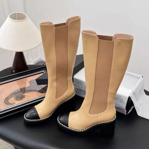 Bottes de créateur en daim pour femme, chaudes, à talons épais et plateforme, mi-mollet, bout rond, fourrées, pour l'hiver et la neige - Product Image 4