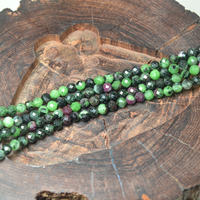 MIss Stone 4mm Ruby Zoisite Perles Perles de pierres précieuses naturelles rondes à facettes en vrac avec rouge et vert pour la fabrication de bijoux à bricoler soi-même en gros