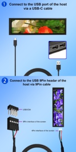 Vssdisplay 1920x480 8.8 inch màn hình <span class=keywords><strong>LCD</strong></span> Dải Bar IPS 9pin USB Màn hình <span class=keywords><strong>LCD</strong></span> di động cho <span class=keywords><strong>DIY</strong></span> Sub màn hình, PC trường hợp hiển thị - Product Image 5