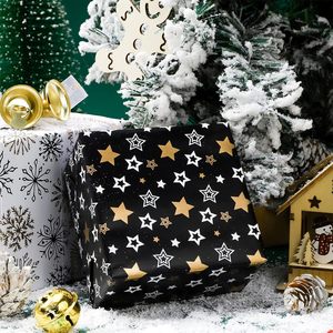 Wrapping <b>Paper</b> <b>Roll</b> 17x120 Inch Christmas Black Gold Design Double Side Recyclable Gift Craft Packaging - Product Image 6