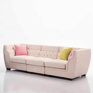 批发时尚欧式现代多彩沙龙家具等待切斯特菲尔德沙发3座粉红色经典沙发