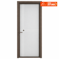 Puerta de Baño con Marco Delgado de Aleación de Aluminio y Vidrio, Puerta Interior Abatible para Decoración Moderna del Hogar