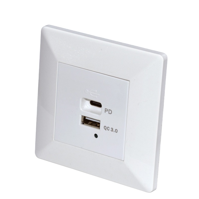 NEPCI 86x86mm Dual Ports USB Wall Power Socket XJY-USB-59P-I-A/C-PD/QC Wall Mount 30W Fast Charge USB Outlet
