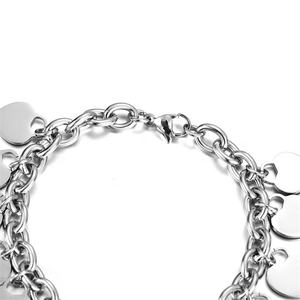 Bracciale a Catena Yiwu Aceon in Acciaio Inossidabile di Marca Popolare Gioielli di Lusso da <span class=keywords><strong>Donna</strong></span> con Ciondoli Multipli a Nappa Pendenti e Cuore Vuoto - Product Image 2