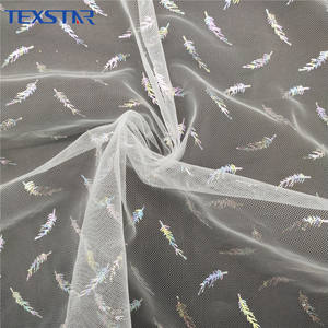 قماش تول ناعم فاخر 100% بوليستر شفاف محبوك 20D مطبوع بورق لامع لتنانير الفتيات - Product Image 2