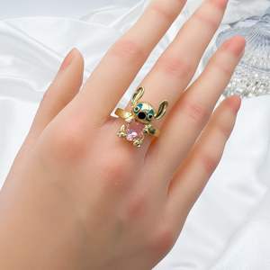 JML all'ingrosso accessori per bambini coniglio animale colorato amore zircone anello 14K placcato oro gioielli anelli cuore per bambini - Product Image 6