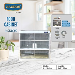 Elegant minimalist food cabinet with 3-stack design, featuring anti-scratch surfaces and shatterproof doors for secure stylish - Product Image 3