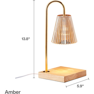 Retro Lantern Electric Candle Warmer Lamp Adjustable Brightness Glass Wood Metal Aromatherapy Fragrance <b>Heater</b> for Bedroom - Product Image 2