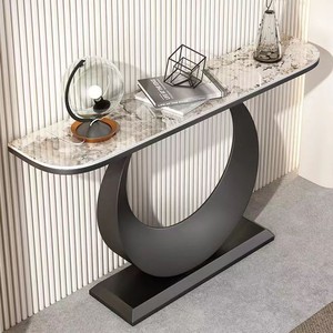 Console d'entrée de style italien léger <span class=keywords><strong>et</strong></span> luxueux, design nordique simple <span class=keywords><strong>et</strong></span> moderne avec plateau en ardoise, design semi-circulaire pour entrée <span class=keywords><strong>et</strong></span> <span class=keywords><strong>couloir</strong></span> - Product Image 2
